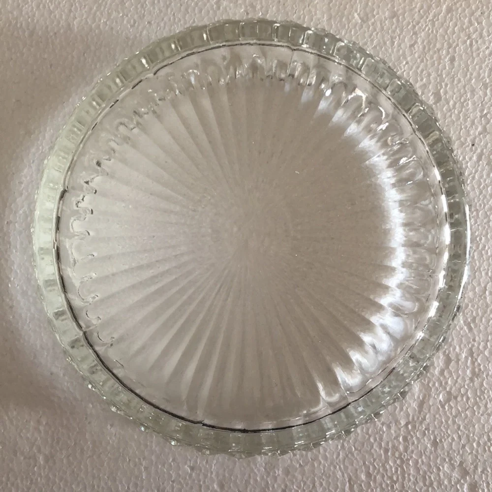 Vintage Glass Crystal Trinket Bowl w/Lid, Brass Dog Handle w/Copper Floral Plate